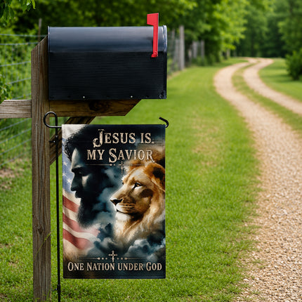 SP-01 Patriotic Christian Flag Jesus Lion One Nation Under God Church Events