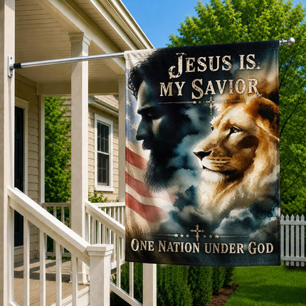 Jesus Is My Savior God Patriotic Lion Flag