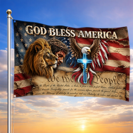 SP-01 American Faith Flag God Bless America Christian Heritage