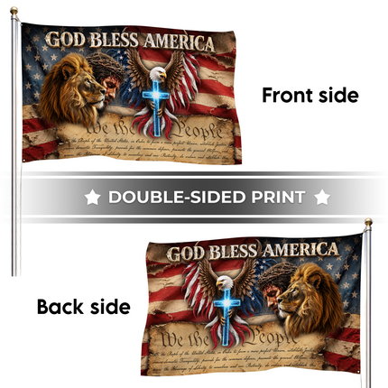 SP-01 American Faith Flag God Bless America Christian Heritage