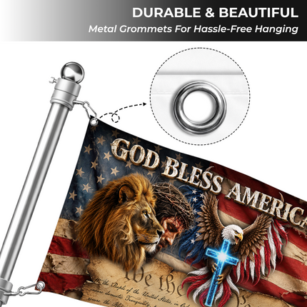 SP-01 American Faith Flag God Bless America Christian Heritage