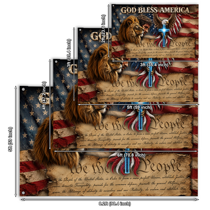 SP-01 American Faith Flag God Bless America Christian Heritage