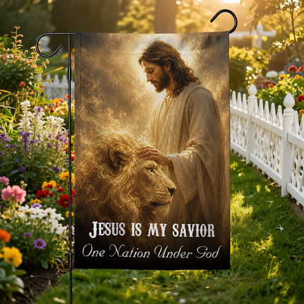 SP-01 Lion of Judah Flag Jesus Is My Savior One Nation Under God Memorial Day