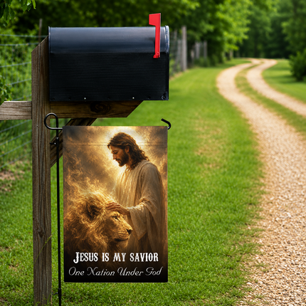SP-01 Lion of Judah Flag Jesus Is My Savior One Nation Under God Memorial Day