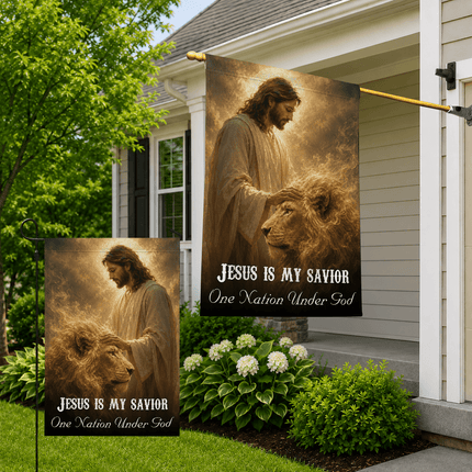 Jesus Is My Savior Gentle Lion One Nation Under God Flag