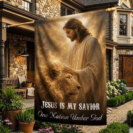Jesus Is My Savior Gentle Lion One Nation Under God Flag