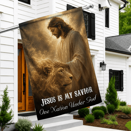 Jesus Is My Savior Gentle Lion One Nation Under God Flag