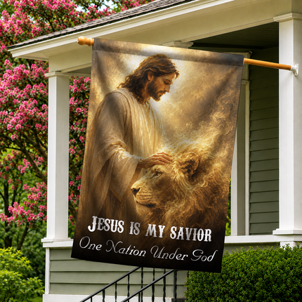SP-01 Lion of Judah Flag Jesus Is My Savior One Nation Under God Memorial Day