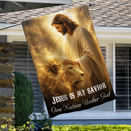 SP-01 Lion of Judah Flag Jesus Is My Savior One Nation Under God Memorial Day