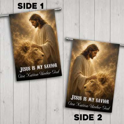 SP-01 Lion of Judah Flag Jesus Is My Savior One Nation Under God Memorial Day