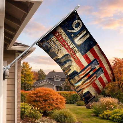 25th Anniversary Patriot Day Vintage Skyline Twin Towers Grommet Flag