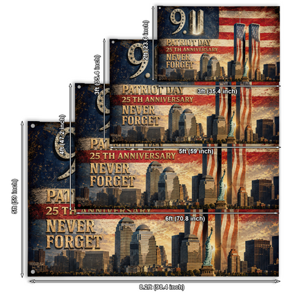 25th Anniversary Patriot Day Vintage Skyline Twin Towers Grommet Flag
