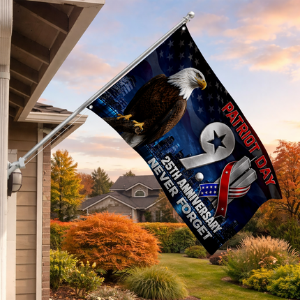 Patriot Day 25th Anniversary Never Forget Eagle Grommet Flag