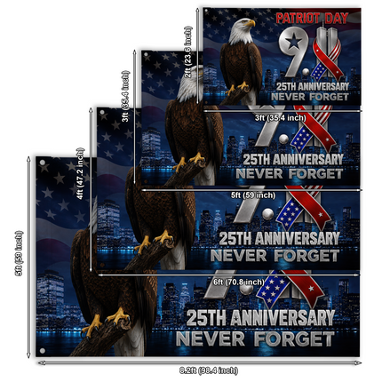 Patriot Day 25th Anniversary Never Forget Eagle Grommet Flag