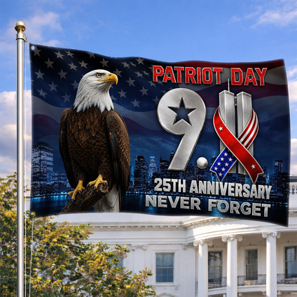 Patriot Day 25th Anniversary Never Forget Eagle Grommet Flag