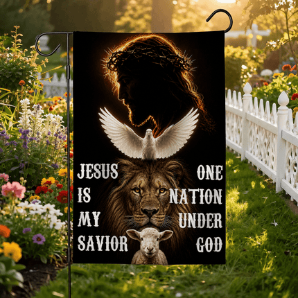 Jesus Is My Savior Dove Lion Lamb One Nation Under God Flag