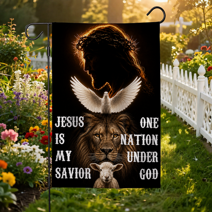 SP-01 Jesus Is My Savior Flag One Nation Under God Christian Garden Flag