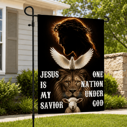 Jesus Is My Savior Dove Lion Lamb One Nation Under God Flag