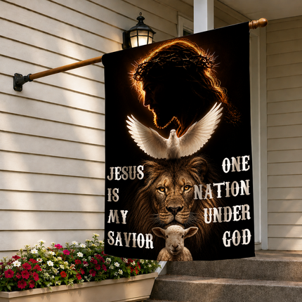 SP-01 Jesus Is My Savior Flag One Nation Under God Christian Garden Flag