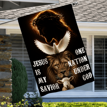Jesus Is My Savior Dove Lion Lamb One Nation Under God Flag