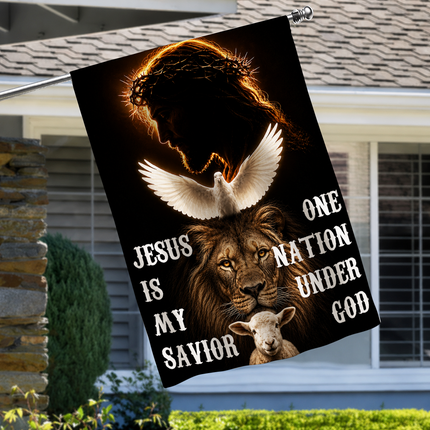 SP-01 Jesus Is My Savior Flag One Nation Under God Christian Garden Flag
