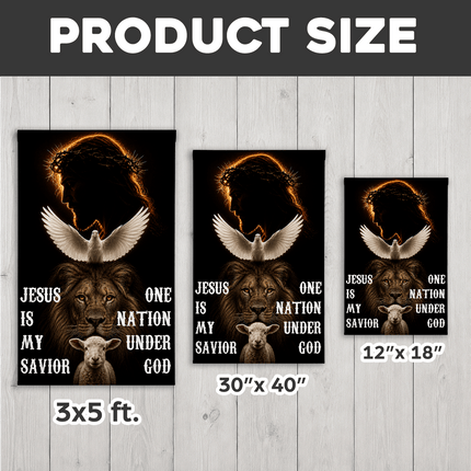 Jesus Is My Savior Dove Lion Lamb One Nation Under God Flag