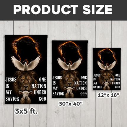 SP-01 Jesus Is My Savior Flag One Nation Under God Christian Garden Flag