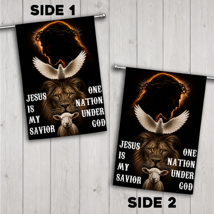 SP-01 Jesus Is My Savior Flag One Nation Under God Christian Garden Flag