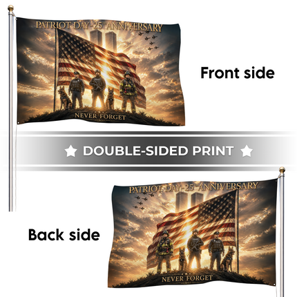 25th Anniversary Patriot Day K9 Police Firefighter Honor Guard Grommet Flag