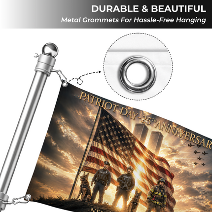 25th Anniversary Patriot Day K9 Police Firefighter Honor Guard Grommet Flag