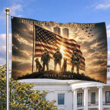 25th Anniversary Patriot Day K9 Police Firefighter Honor Guard Grommet Flag