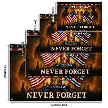 25th Anniversary Patriot Day Thin Red Line Crossed Flags Firefighter Grommet Flag