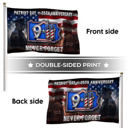 Patriot Day 25th Anniversary Police Firefighter Unity 9 11 Tribute Grommet Flag