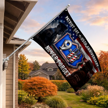 Patriot Day 25th Anniversary Police Firefighter Unity 9 11 Tribute Grommet Flag