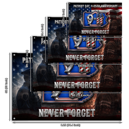 Patriot Day 25th Anniversary Police Firefighter Unity 9 11 Tribute Grommet Flag