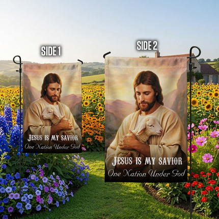 SP-01 Scripture Inspired Flag Jesus Is My Savior One Nation Under God Christian Garden Flag