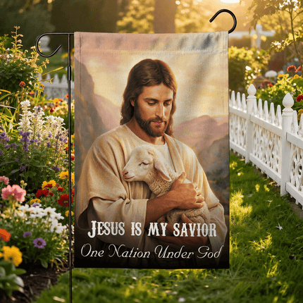 Jesus Is My Savior Shepherd Lamb One Nation Under God Flag