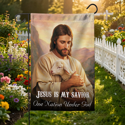 SP-01 Scripture Inspired Flag Jesus Is My Savior One Nation Under God Christian Garden Flag