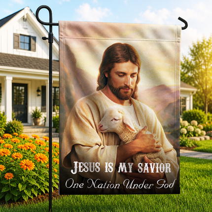 SP-01 Scripture Inspired Flag Jesus Is My Savior One Nation Under God Christian Garden Flag