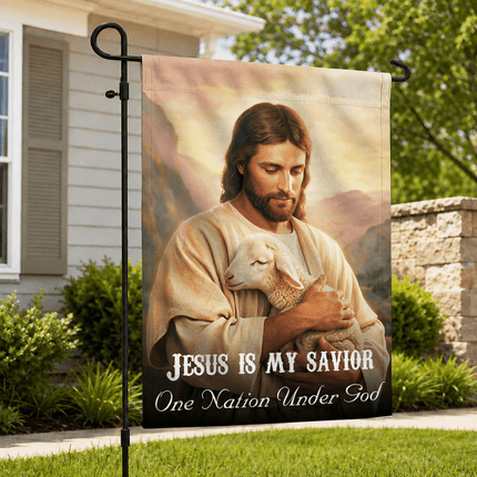 Jesus Is My Savior Shepherd Lamb One Nation Under God Flag