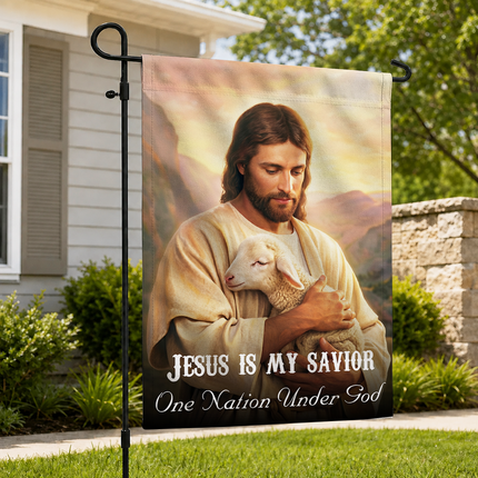 SP-01 Scripture Inspired Flag Jesus Is My Savior One Nation Under God Christian Garden Flag