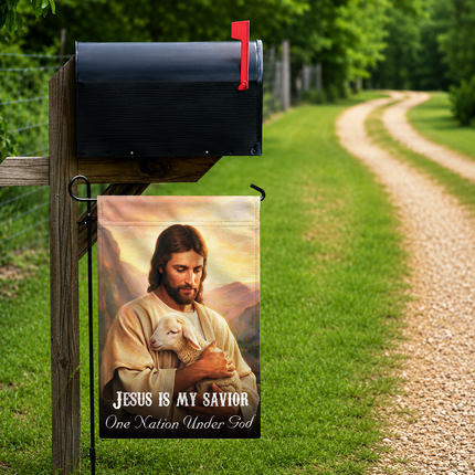 SP-01 Scripture Inspired Flag Jesus Is My Savior One Nation Under God Christian Garden Flag