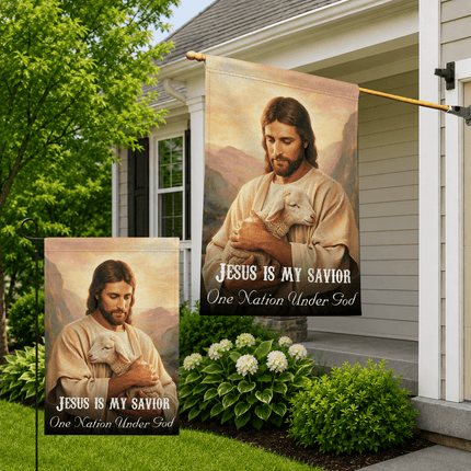 Jesus Is My Savior Shepherd Lamb One Nation Under God Flag