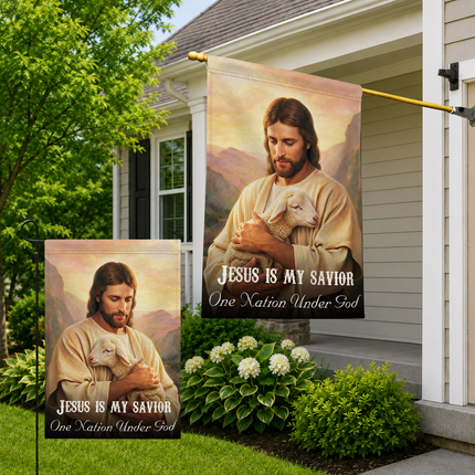 SP-01 Scripture Inspired Flag Jesus Is My Savior One Nation Under God Christian Garden Flag