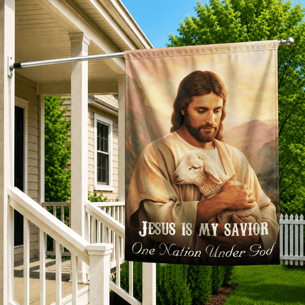 Jesus Is My Savior Shepherd Lamb One Nation Under God Flag