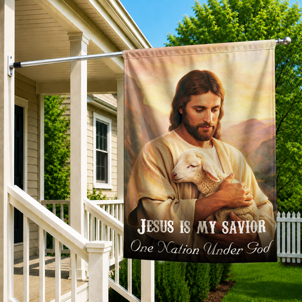 SP-01 Scripture Inspired Flag Jesus Is My Savior One Nation Under God Christian Garden Flag