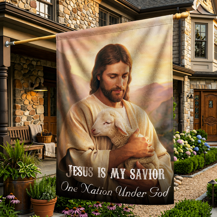 SP-01 Scripture Inspired Flag Jesus Is My Savior One Nation Under God Christian Garden Flag