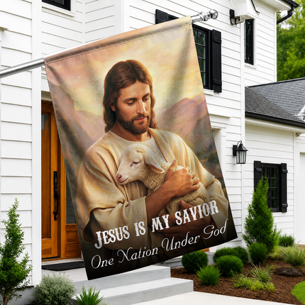 SP-01 Scripture Inspired Flag Jesus Is My Savior One Nation Under God Christian Garden Flag