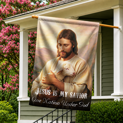 SP-01 Scripture Inspired Flag Jesus Is My Savior One Nation Under God Christian Garden Flag