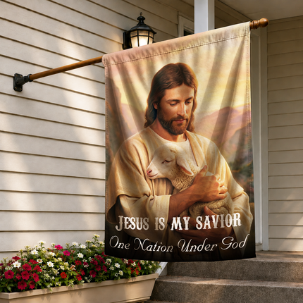 SP-01 Scripture Inspired Flag Jesus Is My Savior One Nation Under God Christian Garden Flag